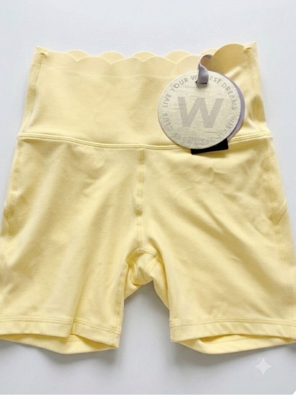 WISKII Lemon Yellow Scallop High Waist Biker Shorts